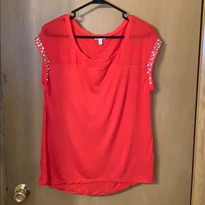 Short sleeve rhinestone top